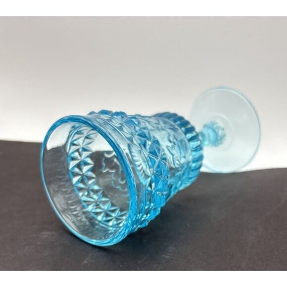 Vintage EAPG Adams & Company Wildflower Blue Wine Glass 4-7/8” -1874 - Picture 5 of 5